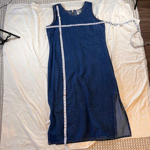 Y2K 2000s Creek Denim Jumper Maxi Dress Stud Detail Plus Sz 18 Cottagecore - Picture 10 of 10